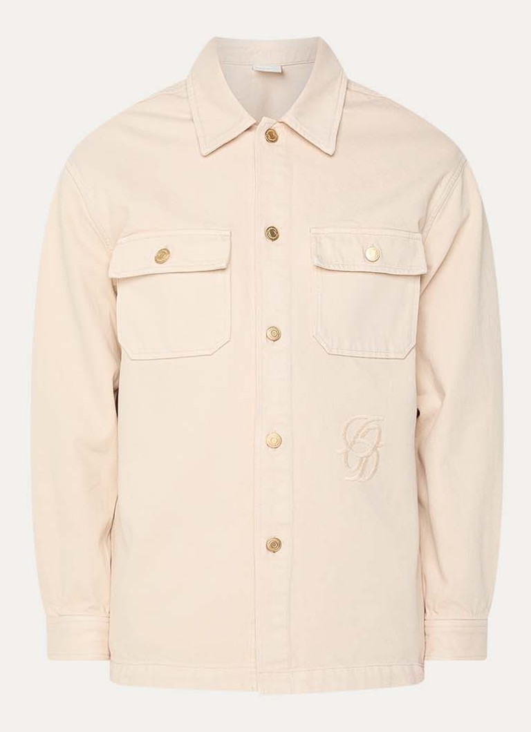 Drôle de Monsieur Heren Chemise regular fit overshirt van denim met borstzakken in de kleur Beige, maat: S