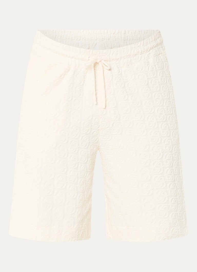 Drôle de Monsieur Heren Straight fit korte broek met structuur en steekzakken in de kleur Gebroken wit, maat: S