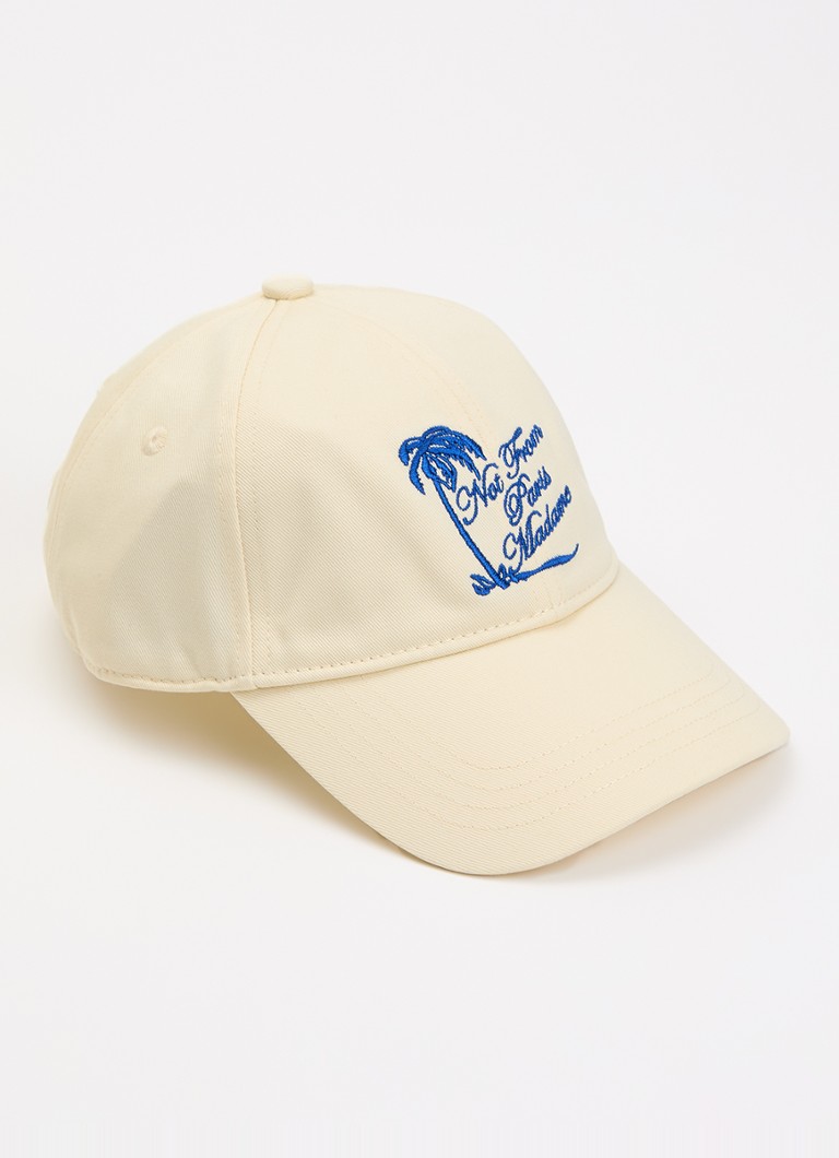 Drôle de Monsieur Heren Slogan Palmiers pet met borduring in de kleur Ivoor, maat: OS