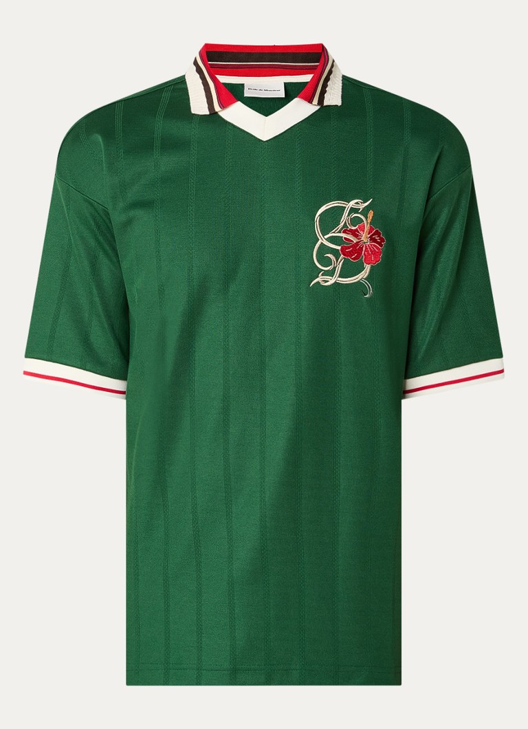 Drôle de Monsieur Heren T-shirt met borduring in de kleur Donkergroen, maat: XL