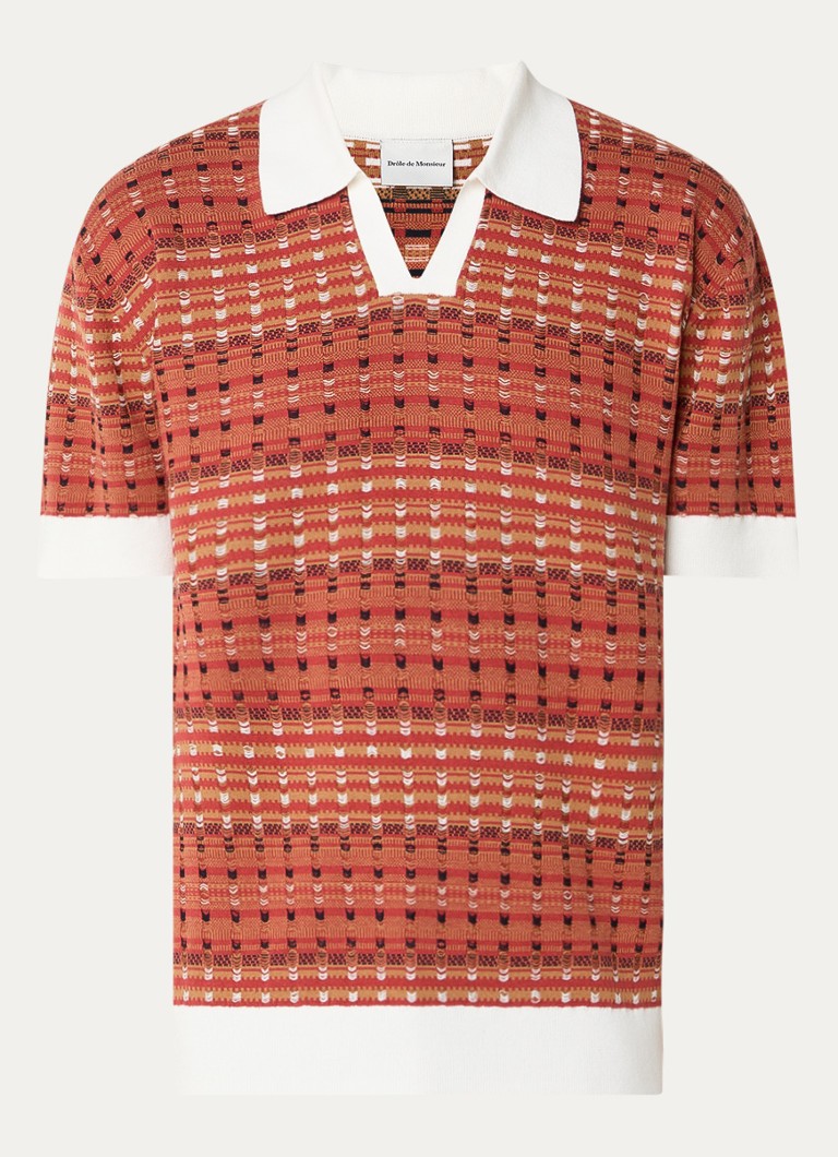 Drôle de Monsieur Heren Regular fit polo met stretch in de kleur Roodbruin, maat: L