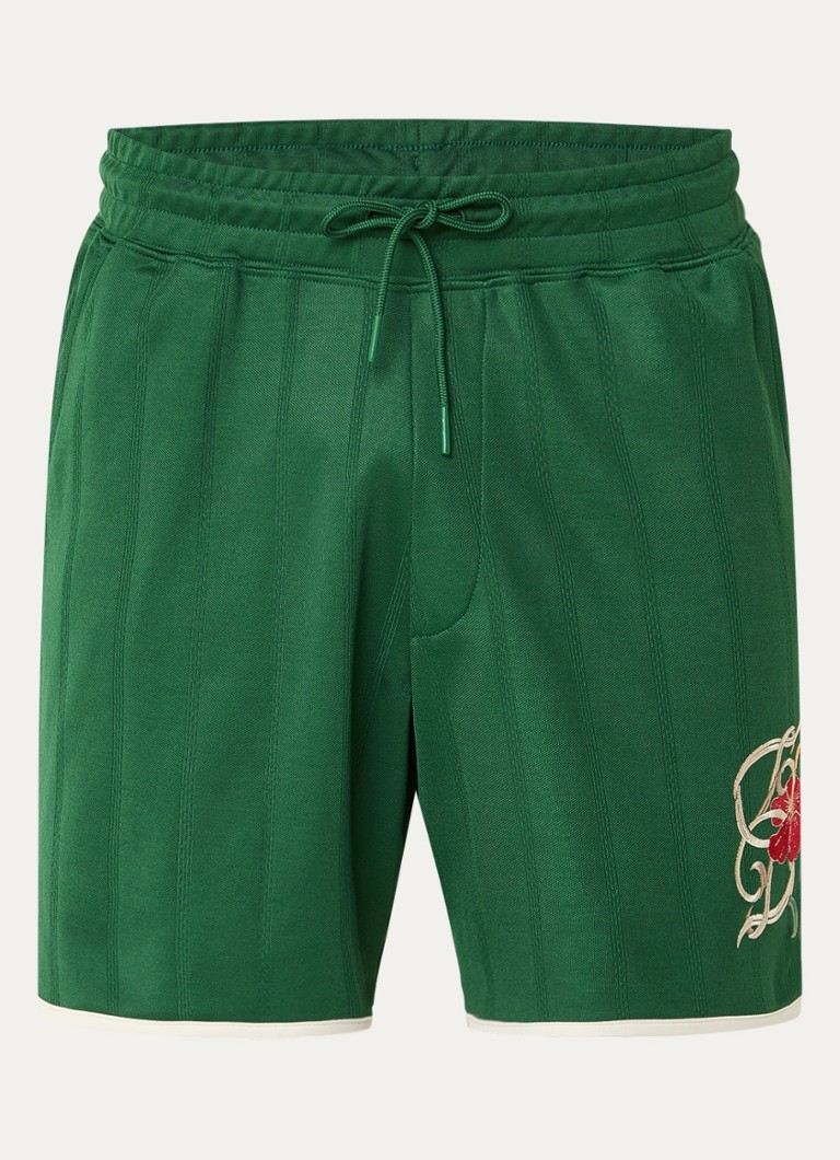 Drôle de Monsieur Heren Loose fit korte broek met borduring in de kleur Donkergroen, maat: S