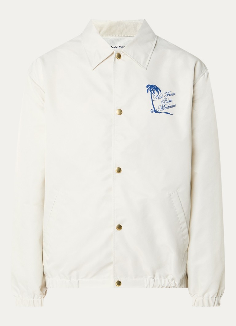 Drôle de Monsieur Heren Jack met front- en backprint in de kleur Gebroken wit, maat: S