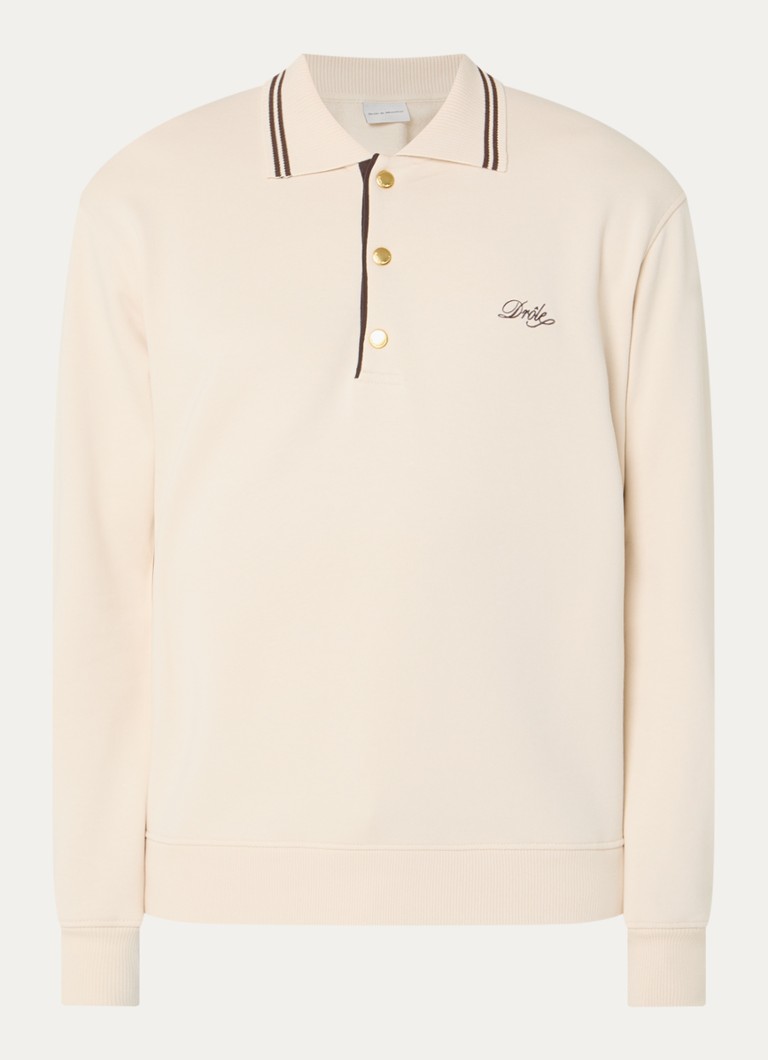 Drôle de Monsieur Heren Regular fit polo met logoborduring in de kleur Zand, maat: L