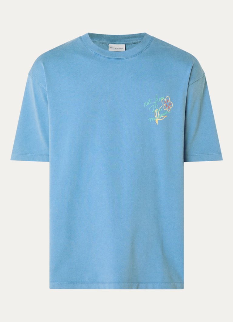 Drôle de Monsieur Heren Equisse T-shirt front- en backprint in de kleur Blauwgrijs, maat: XL
