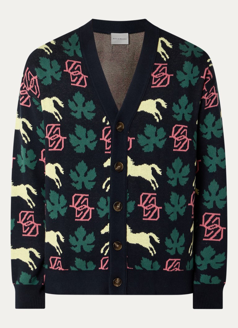 Drôle de Monsieur Heren Fijngebreid vest met ingebreid patroon in de kleur Donkerblauw, maat: L