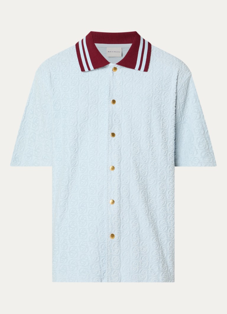 Drôle de Monsieur Heren Monogram overhemd met logo flockprint in de kleur Lichtblauw, maat: L