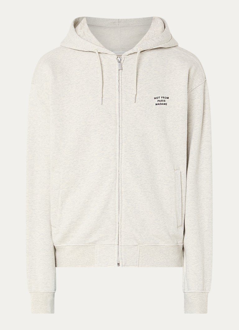 Drôle de Monsieur Heren Sweatvest met logoprint in de kleur Gebroken wit, maat: S