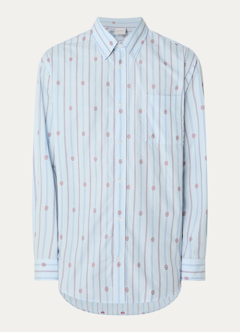 Drôle de Monsieur Heren Monogram comfort fit overhemd met streep- en logoprint in de kleur Lichtblauw, maat: M