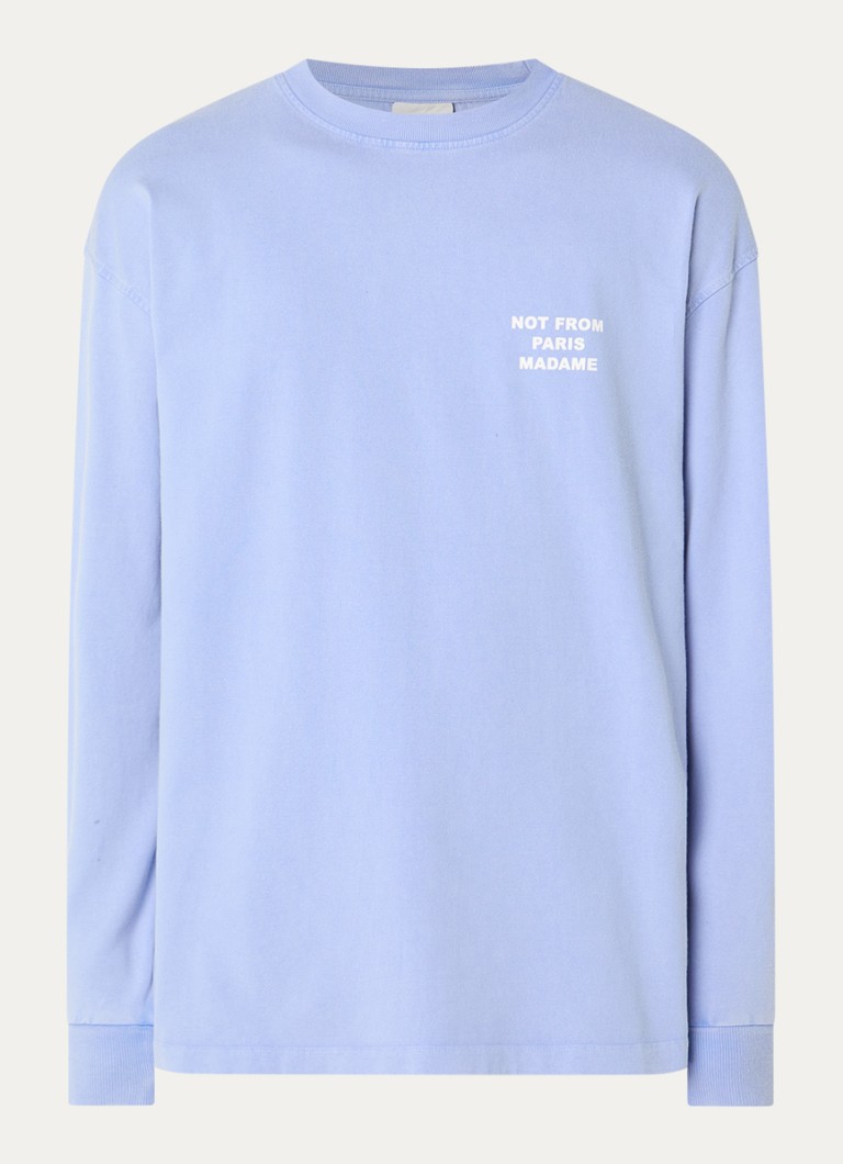 Drôle de Monsieur Heren Sweater met front- en backprint in de kleur Blauwgrijs, maat: L