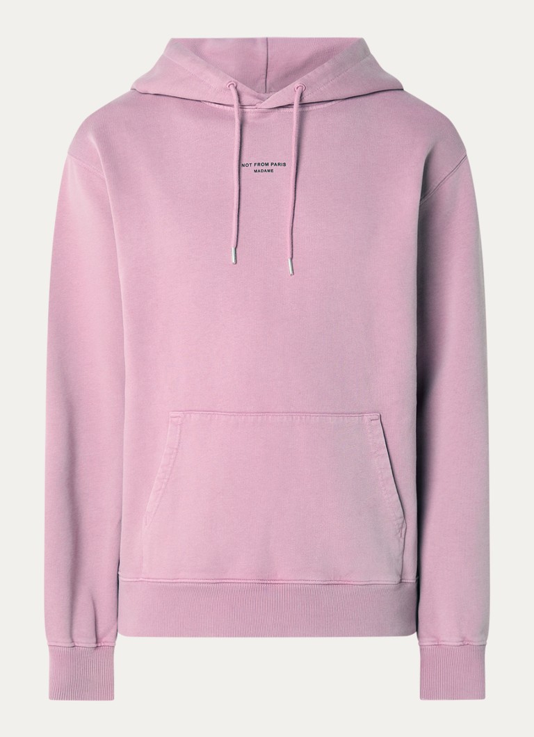 Drôle de Monsieur Heren Classic Slogan hoodie met logo in de kleur Oudroze, maat: XL