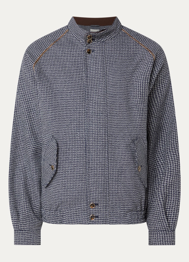 Drôle de Monsieur Heren Jack met pied-de-poule dessin en steekzakken in de kleur Donkerblauw, maat: M
