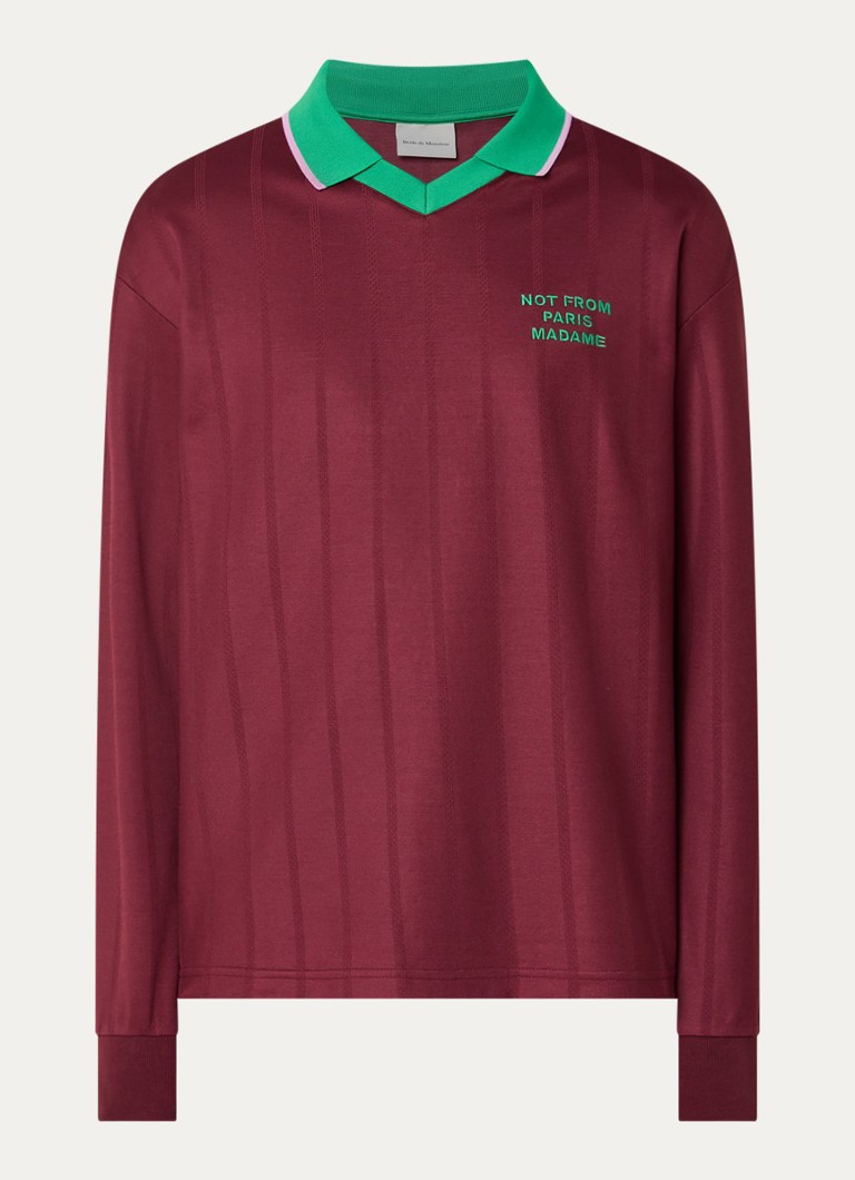 Drôle de Monsieur Heren Regular fit polo met front- en backprint in de kleur Bordeauxrood, maat: S