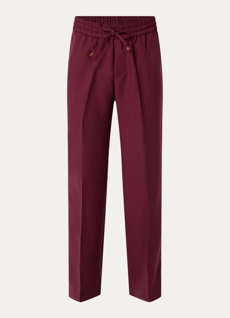 Drôle de Monsieur Dames Loose fit broek met persplooi en steekzakken in de kleur Bordeauxrood, maat: M