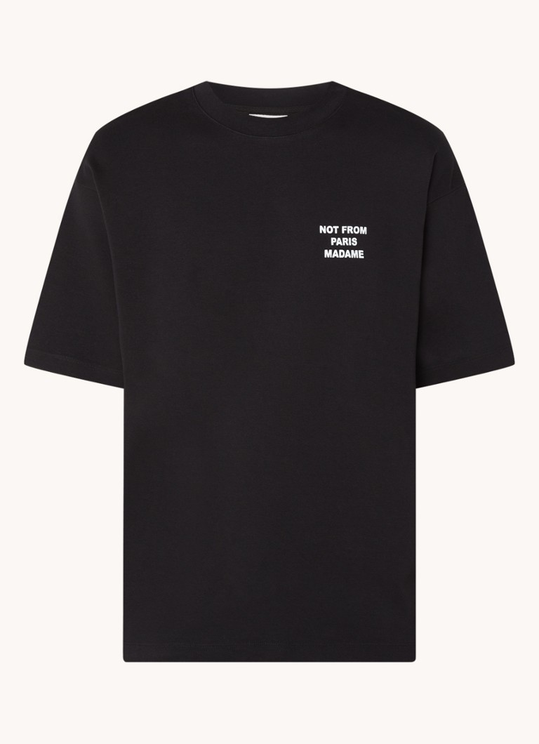 Drôle de Monsieur Heren T-shirt met front- en backprint in de kleur Zwart, maat: XL