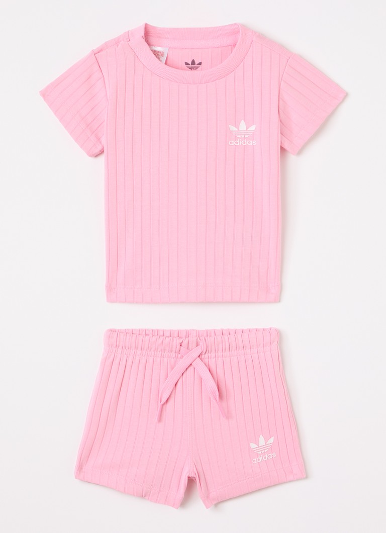 Adidas Jongens Set van T-shirt met korte broek 2-delig in de kleur Roze, maat: 68