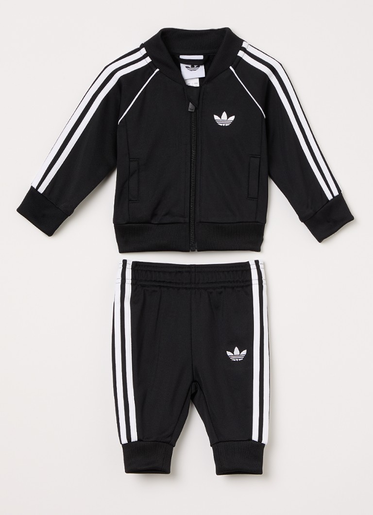 Adidas Jongens Set van trackvest met trackpants 2-delig in de kleur Zwart, maat: 86