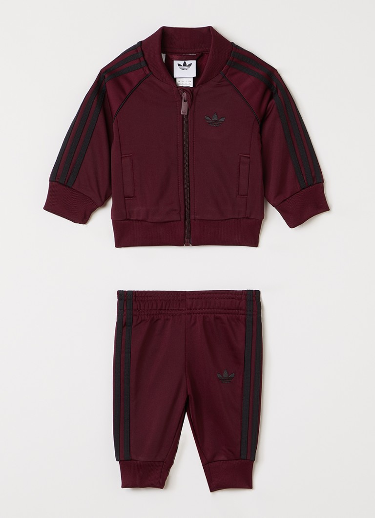 Adidas Jongens Set van trackvest met trackpants 2-delig in de kleur Bordeauxrood, maat: 68