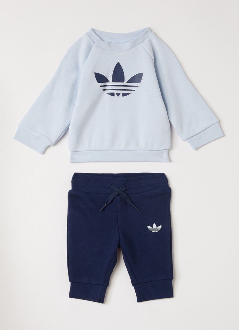 Adidas Jongens Set van sweater met joggingbroek 2-delig in de kleur Blauw, maat: 80