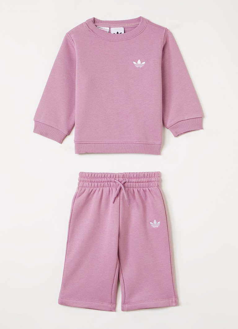 Adidas Meisjes Set van sweater met korte joggingbroek 2-delig in de kleur Roze, maat: 92