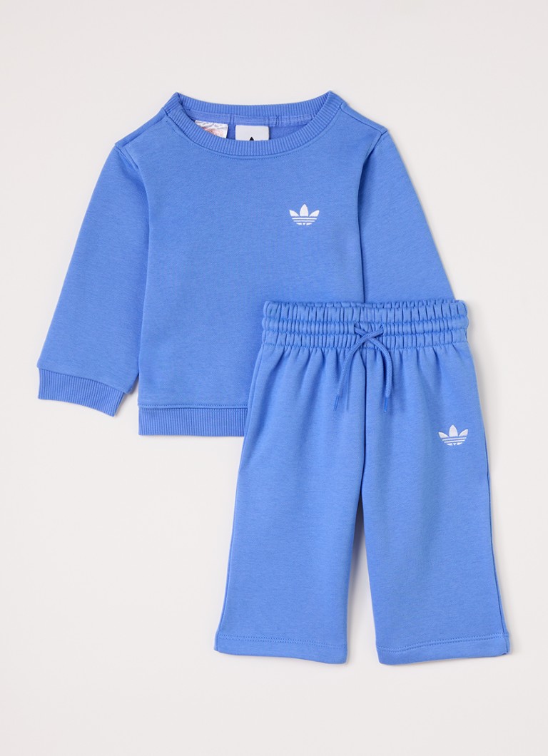 Adidas Meisjes Set van sweater met korte joggingbroek 2-delig in de kleur Blauw, maat: 92