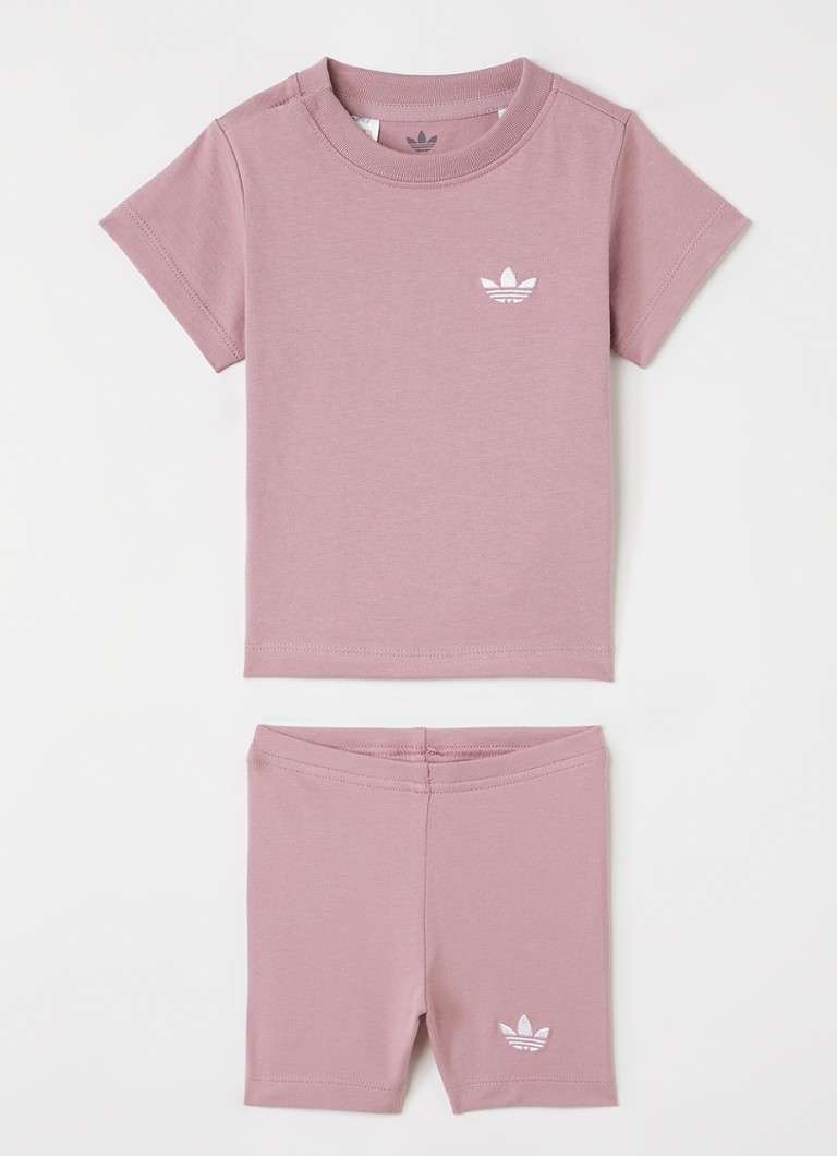 Adidas Meisjes Set van T-shirt met korte broek 2-delig in de kleur Roze, maat: 86