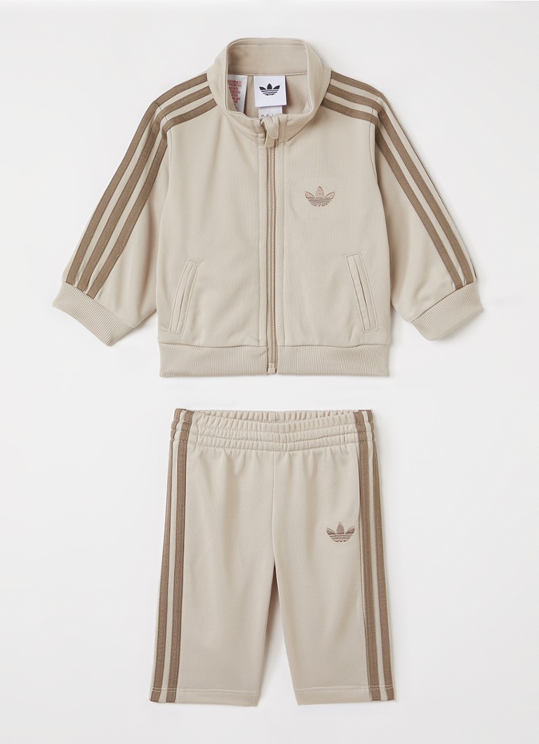 Adidas Meisjes Set van trackvest met trackpants 2-delig in de kleur Beige, maat: 74