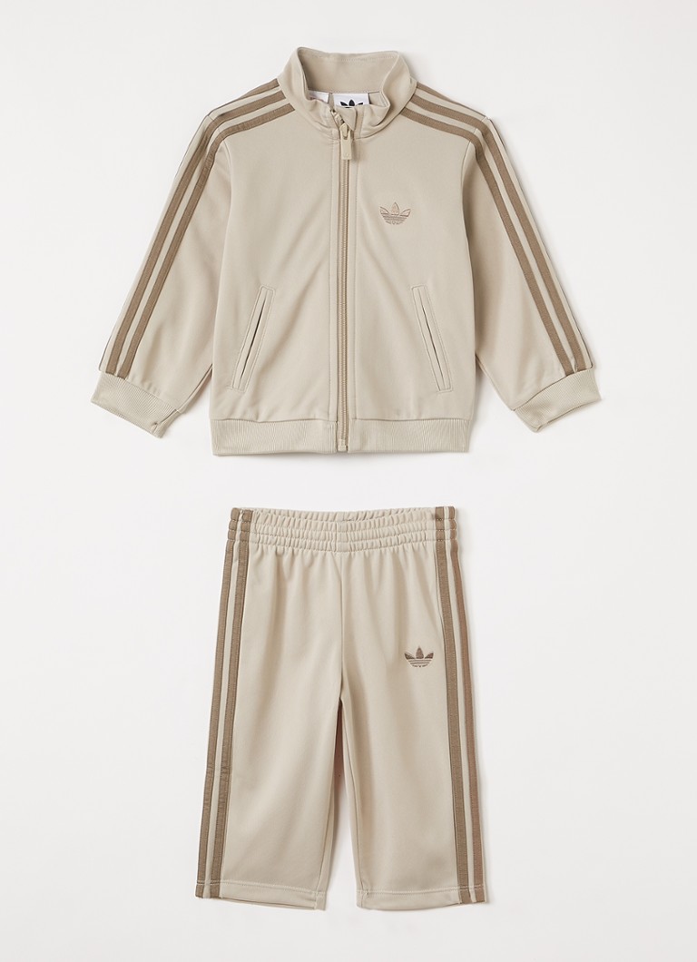 Adidas Meisjes Set van trackvest met trackpants 2-delig in de kleur Beige, maat: 68