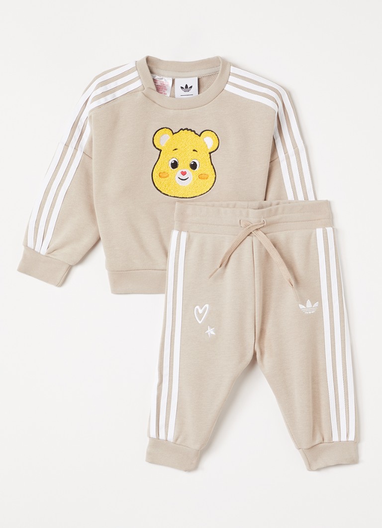 Adidas Meisjes Set van sweater met joggingbroek 2-delig in de kleur Beige, maat: 92