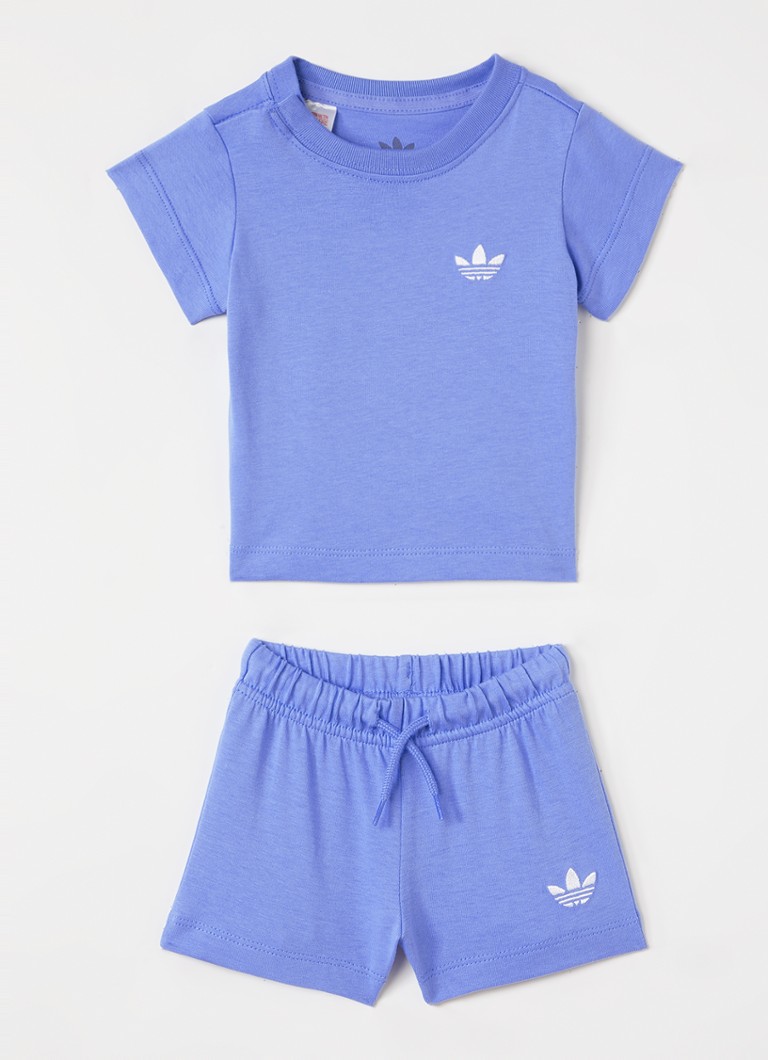Adidas Jongens Set van T-shirt met korte broek 2-delig in de kleur Blauw, maat: 62