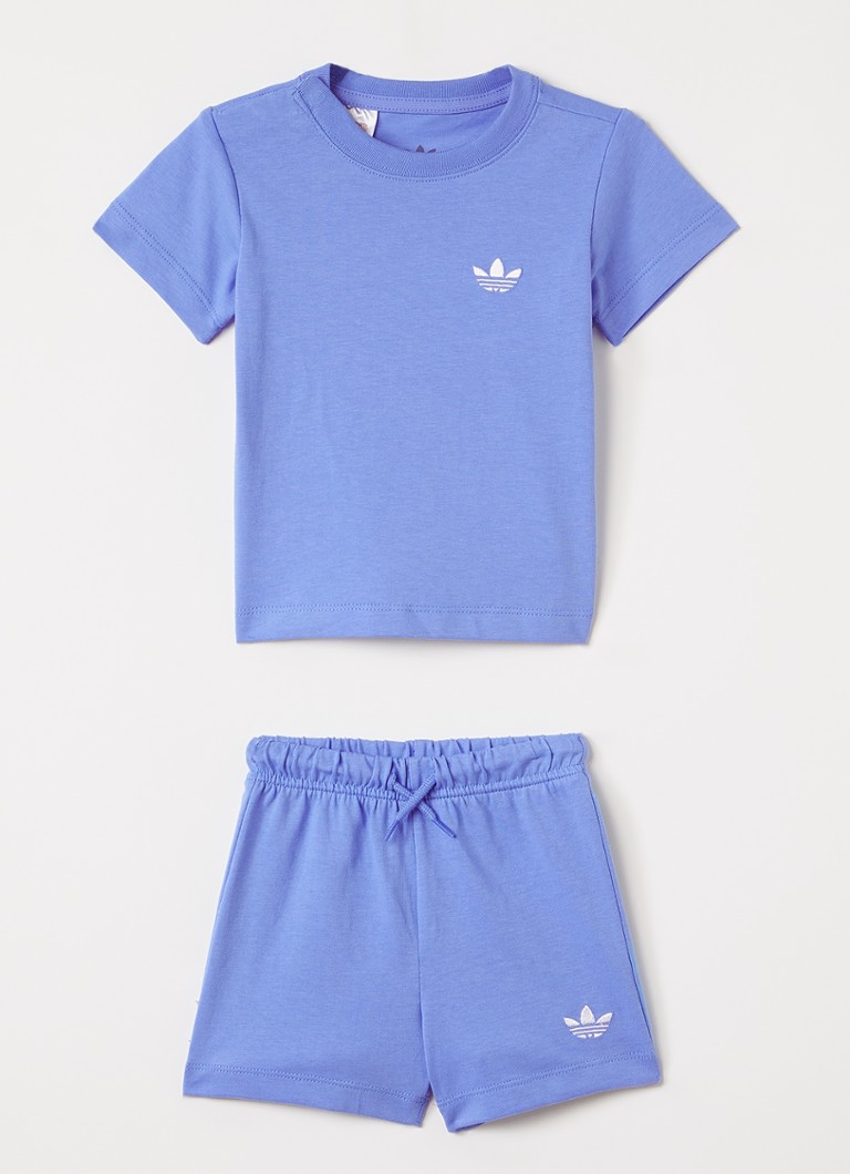 Adidas Jongens Set van T-shirt met korte broek 2-delig in de kleur Blauw, maat: 92