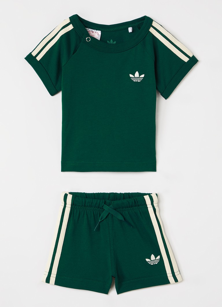 Adidas Jongens Set van T-shirt met korte broek 2-delig in de kleur Donkergroen, maat: 68