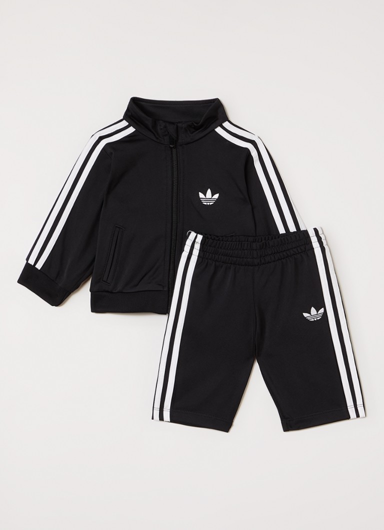 Adidas Meisjes Firebird set van trackvest met trackpants 2-delig in de kleur Zwart, maat: 86
