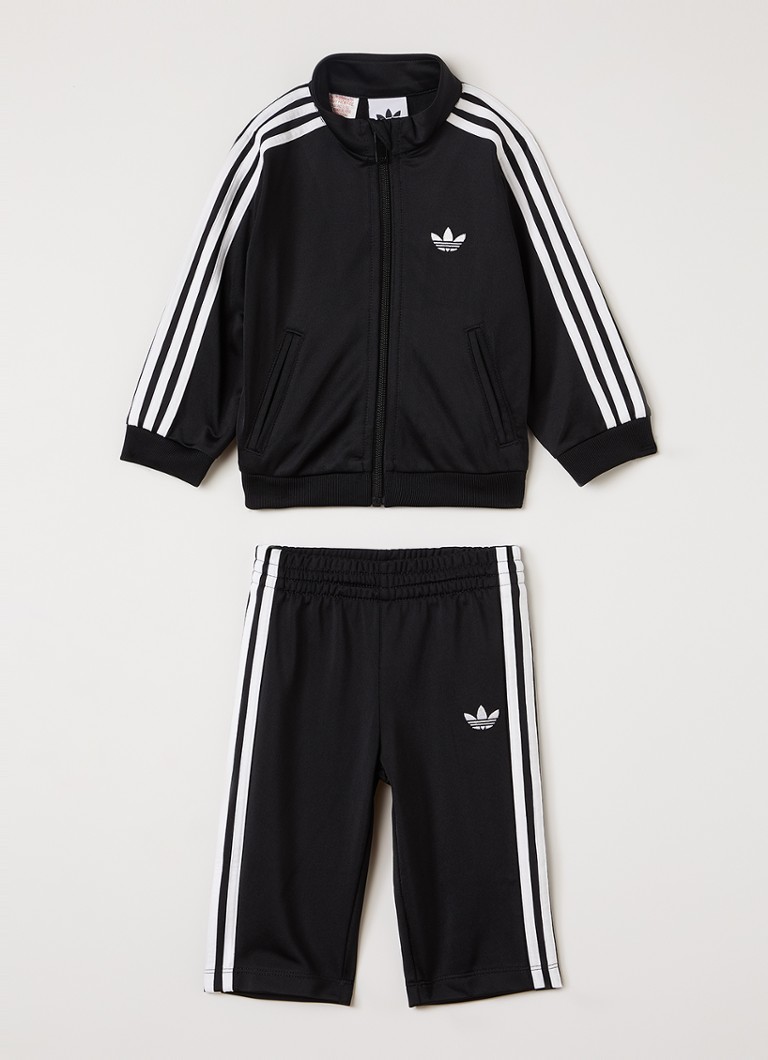 Adidas Meisjes Firebird set van trackvest met trackpants 2-delig in de kleur Zwart, maat: 86