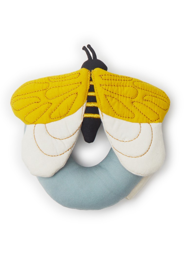 Fabelab Jongens Bee knuffel rammelaar 14 cm in de kleur Lichtblauw, maat: ONE SIZE
