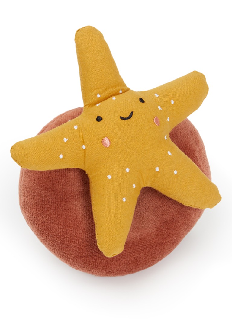 Fabelab Jongens Starfish knuffel rammelaar 18 cm in de kleur Mosterd, maat: ONE SIZE