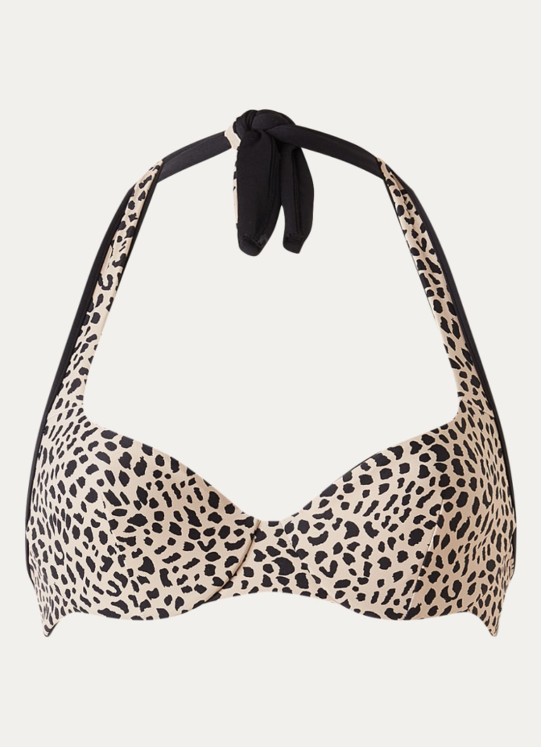 Sarda Dames Pryce halter bikinitop met panterprint en beugel in de kleur Beige