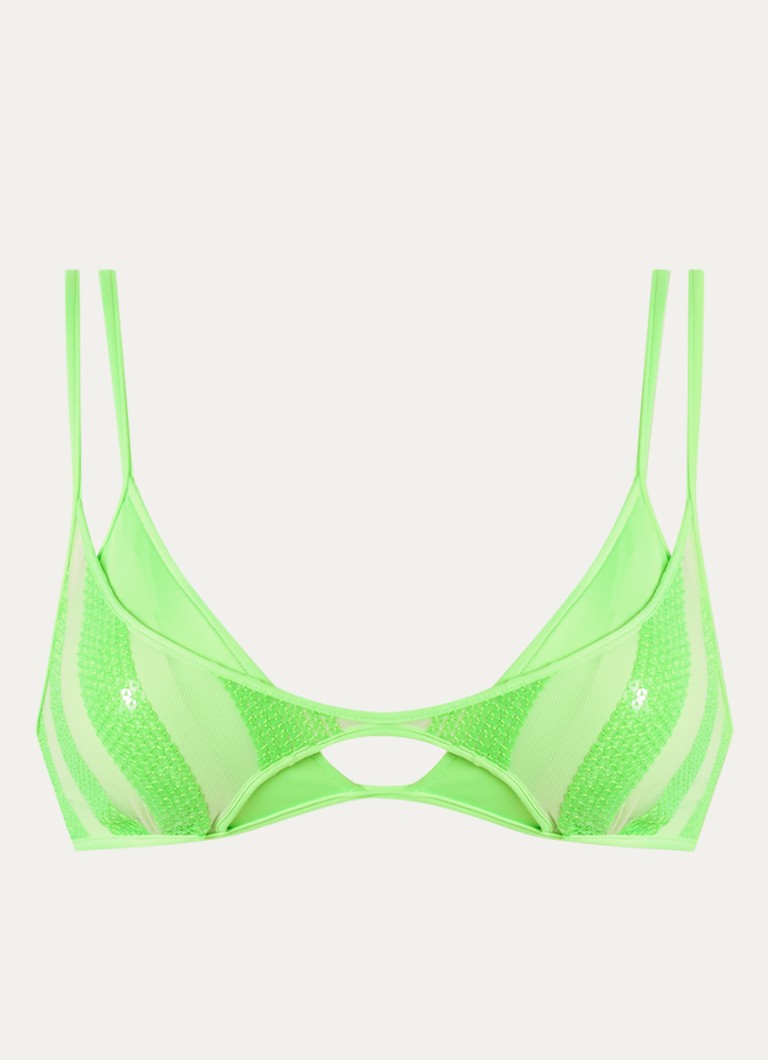 Sarda Dames Sha voorgevormde triangel bikinitop met overlay van mesh in de kleur Neongroen
