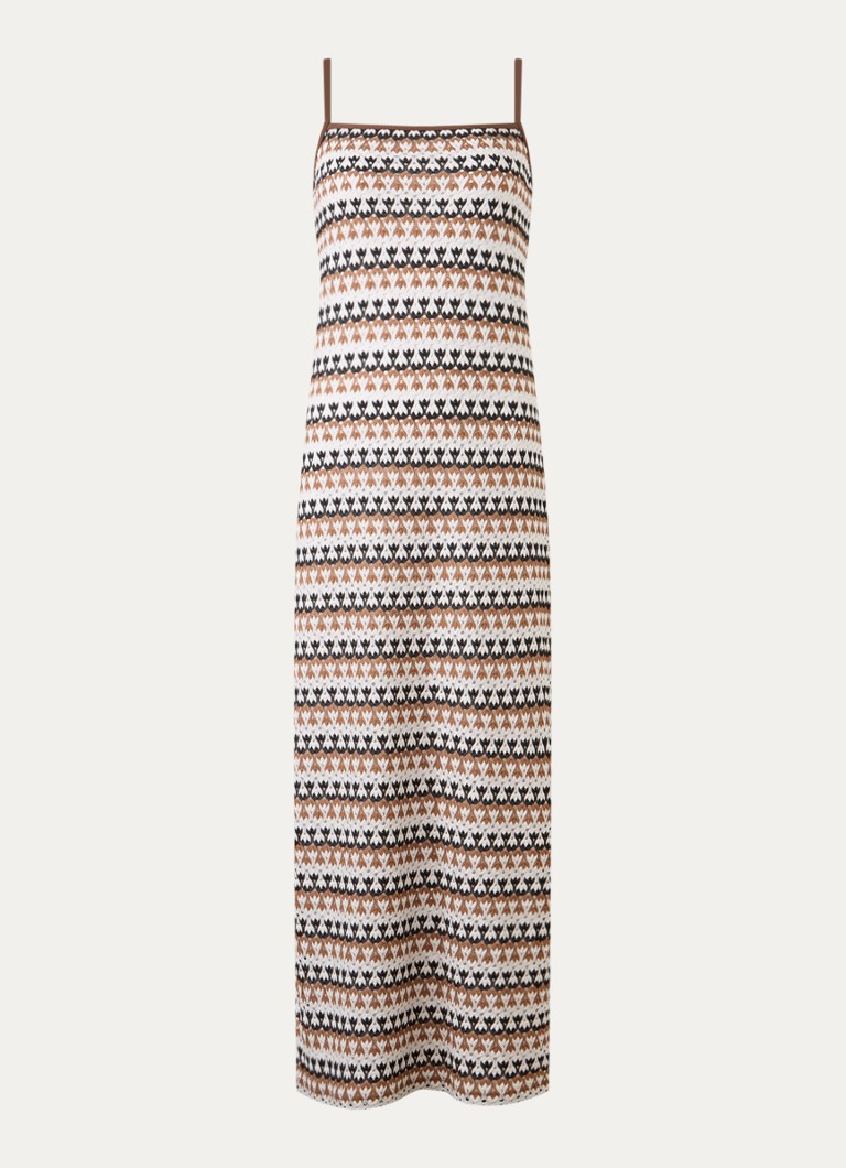 Sarda Dames Biles maxi strandjurk van crochet met print in de kleur Zand