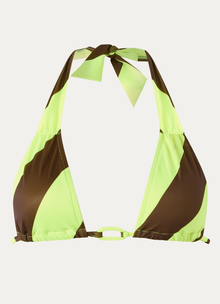 Sarda Dames Birgit triangel bikinitop met streepprint in de kleur Neongeel