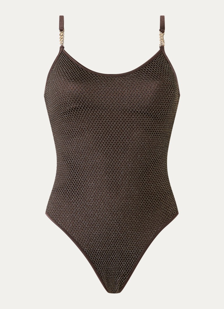 Sarda Dames Janja badpak met uitneembare vulling en lurex in de kleur Donkerbruin