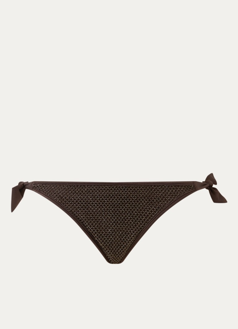 Sarda Dames Janja bikinislip met lurex en geknoopt detail in de kleur Donkerbruin