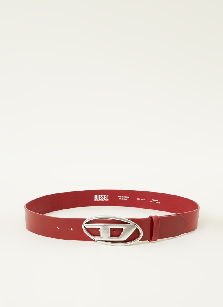 Diesel Heren B-1DR riem van leer in de kleur Donkerrood