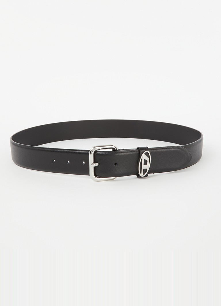 Diesel Heren B-1DR riem van leer met logo in de kleur Zwart