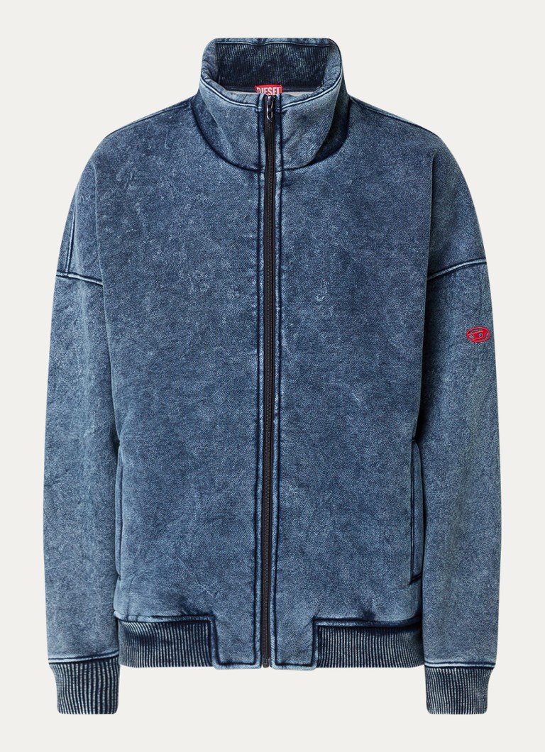 Diesel Heren S-Batel jack met teddy voering en verwassen afwerking in de kleur Indigo