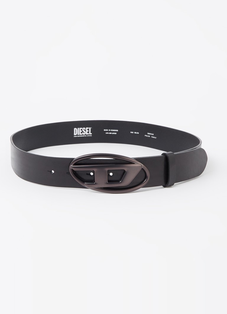 Diesel Heren B-1DR riem van leer met logo in de kleur Zwart