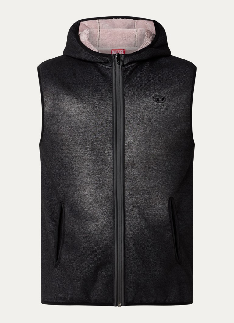Diesel Heren S-Haky bodywarmer met steekzakken en capuchon in de kleur Zwart