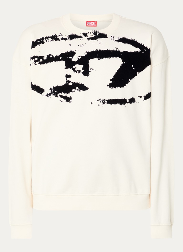 Diesel Heren S-Boxt sweater met logoprint in de kleur Gebroken wit