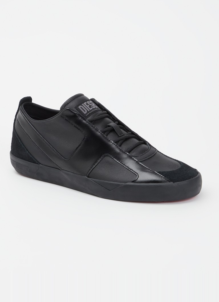 Diesel Heren S-Slante-D sneaker van leer met suède details in de kleur Zwart