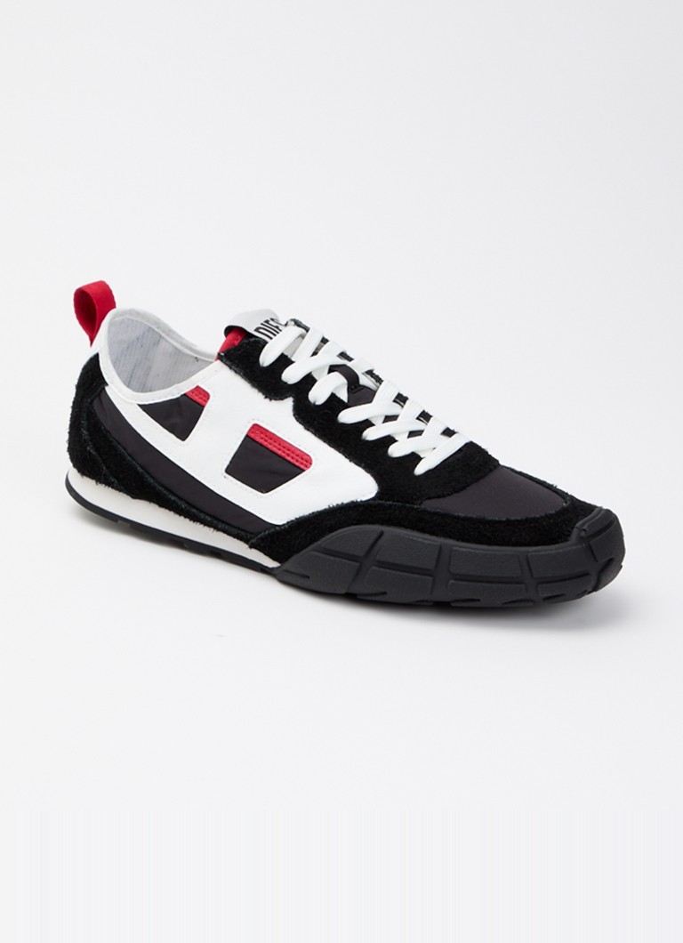 Diesel Heren S-Pagodha Low sneaker van suède met leren details in de kleur Zwart